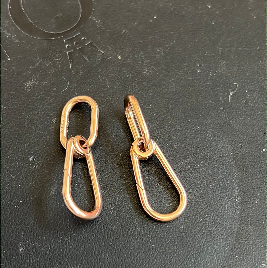 Genuine Pandora Rose Gold Me Hoop Link Dangle Earrings Beautiful