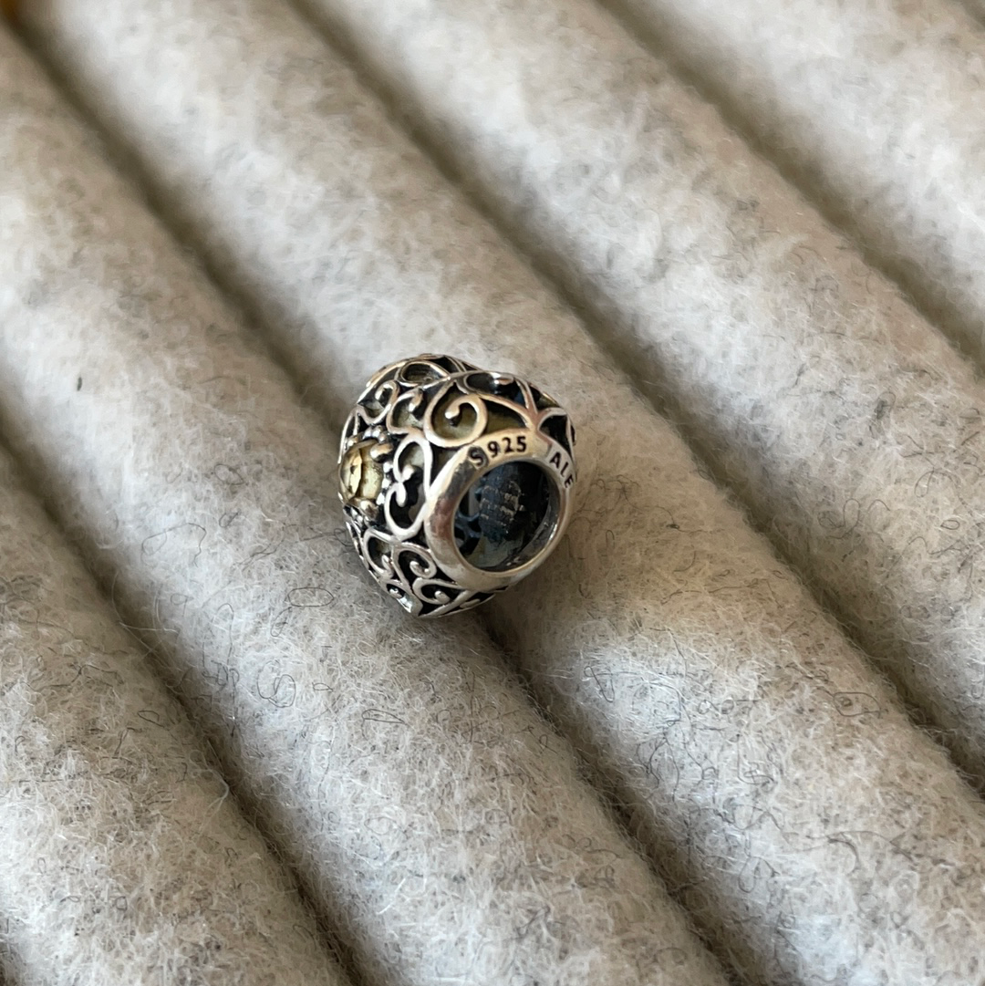 Genuine Pandora Birthstone Heart Yellowy Orange Stone