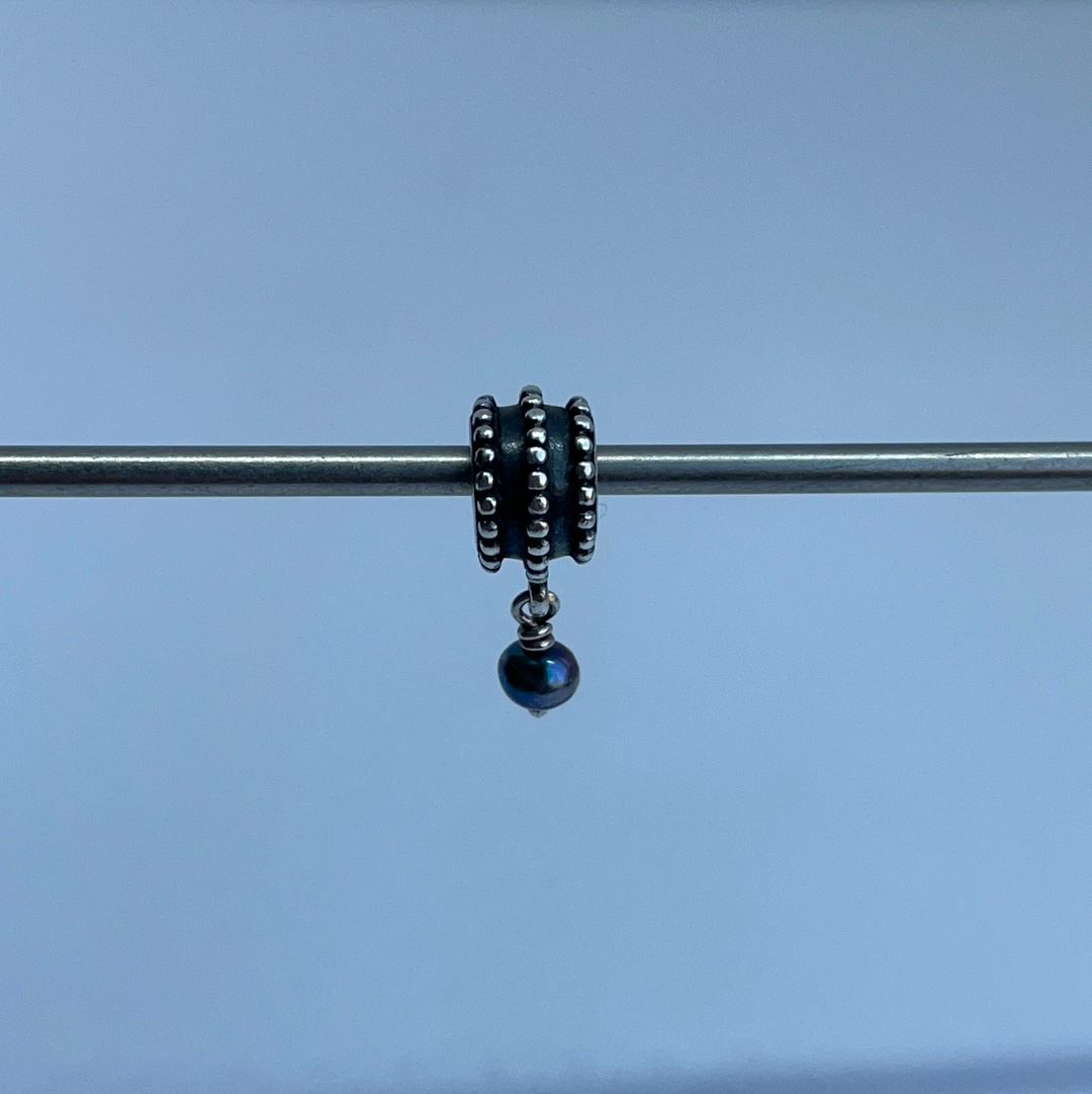 Genuine Pandora Grey Shimmer Pearl Retired Droplet Charm