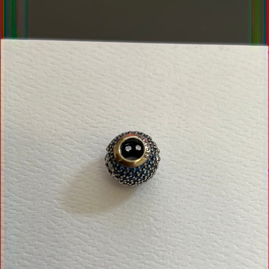 Genuine Pandora Sparkling Blue and Clear Pave Ball Charm
