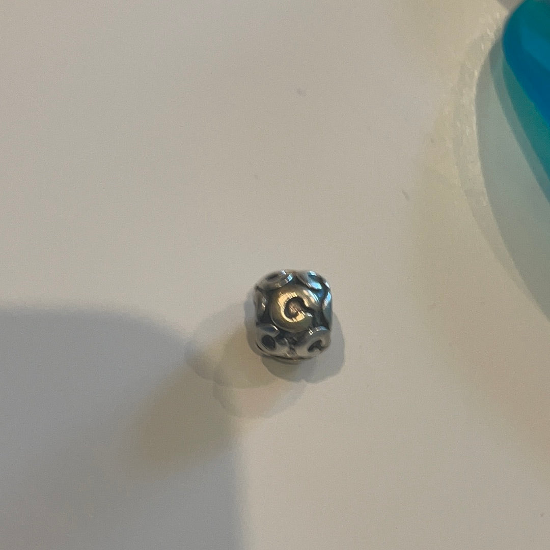 Genuine Pandora Two Tone Letter C Initial Rare Retired
