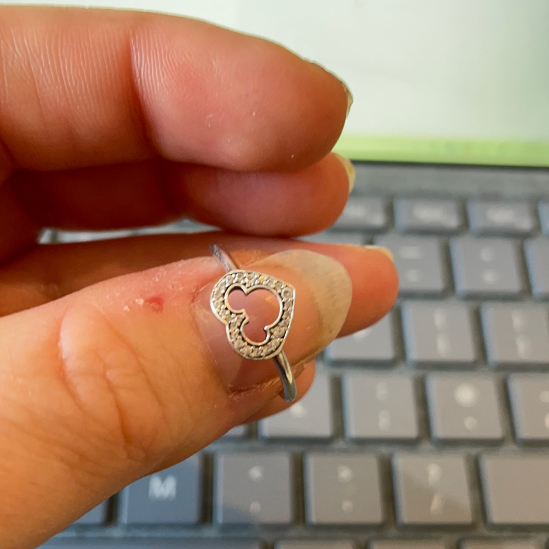 Genuine Pandora Pave Disney Mickey Cut Out Ring Size 54