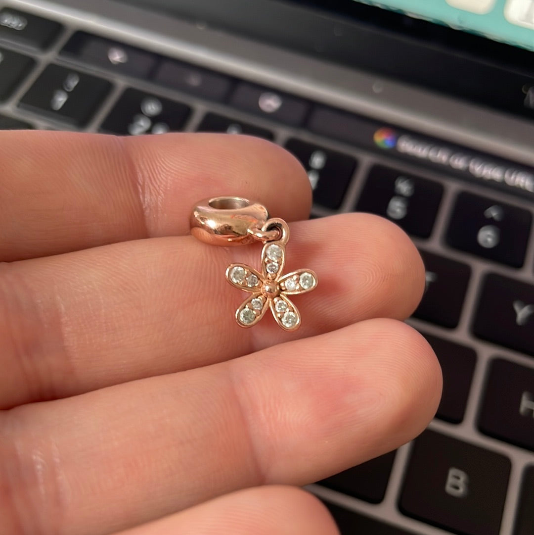 Genuine Pandora Pave Daisy Dangle Flower (Rose Gold Option)