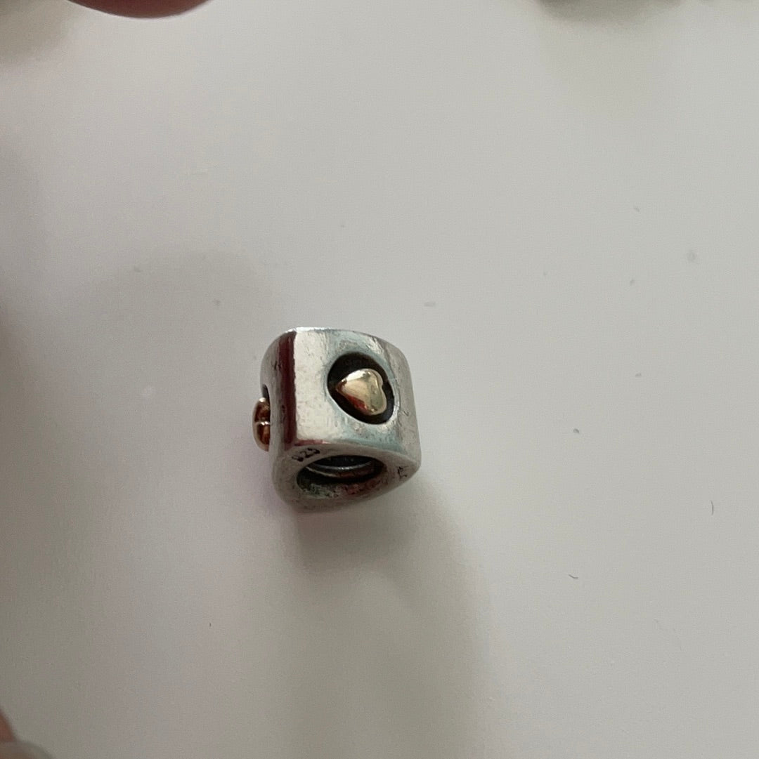 Genuine Pandora Two Tone Heart Triangular Charm