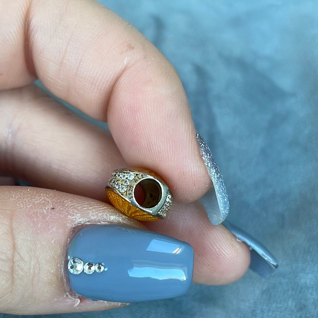 Genuine Pandora Shine Gold Sunshine Rays Oval Charm With Heart and Sides Pave