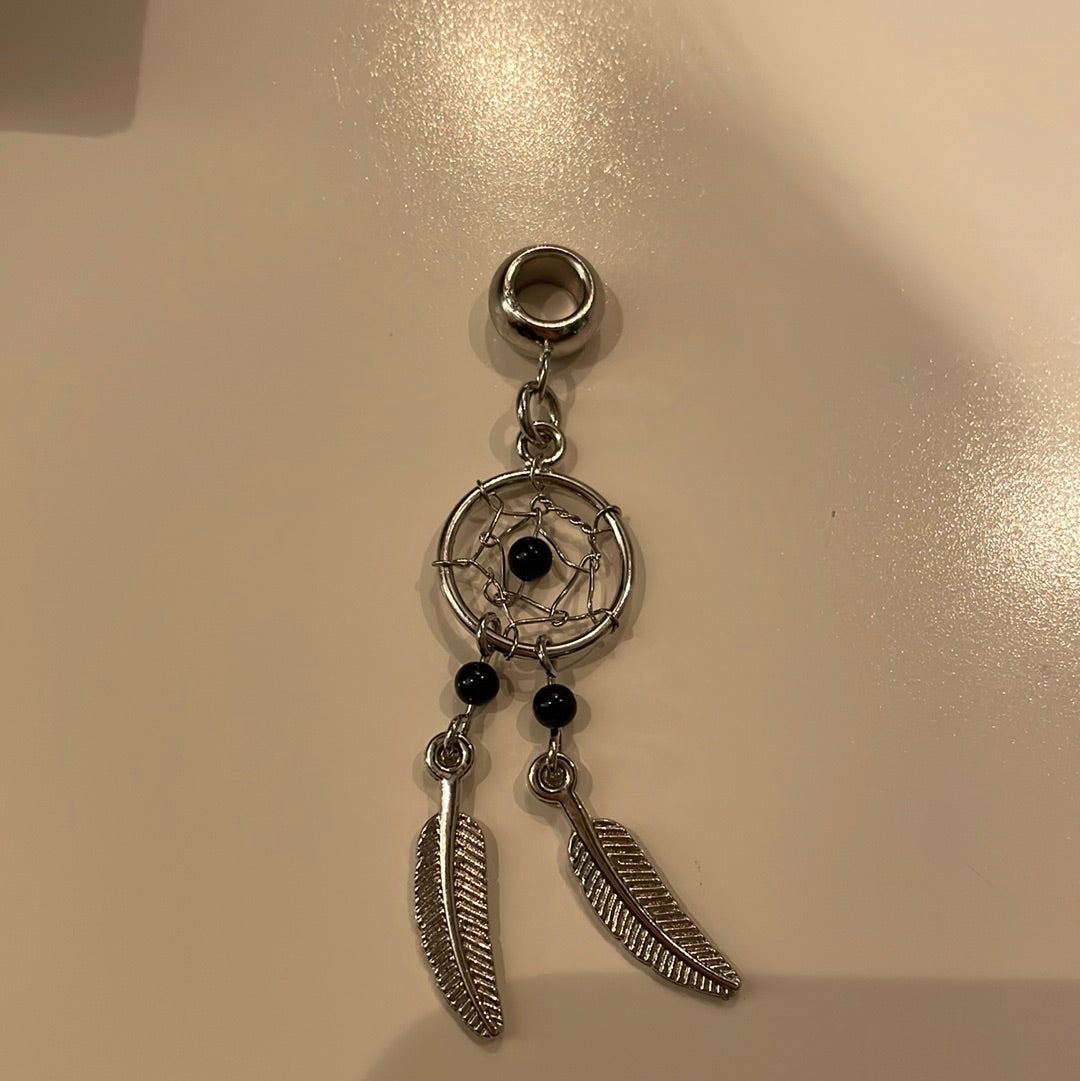 Sterling Silver Dream Catcher Dreamcatcher Rainmaker White Pearl Charm Dangle