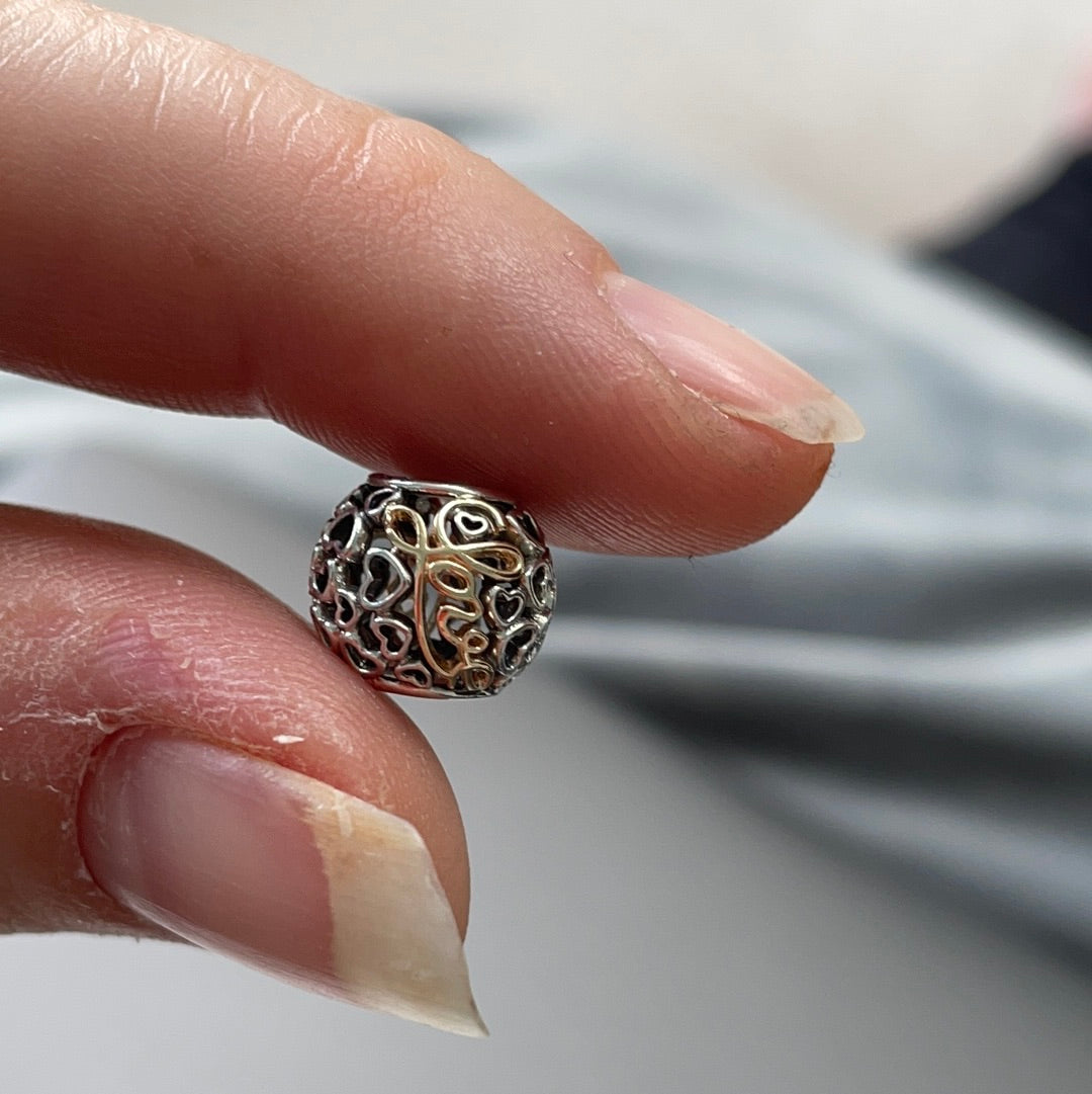 Genuine Pandora Two Tone Gold Love Openwork Charm