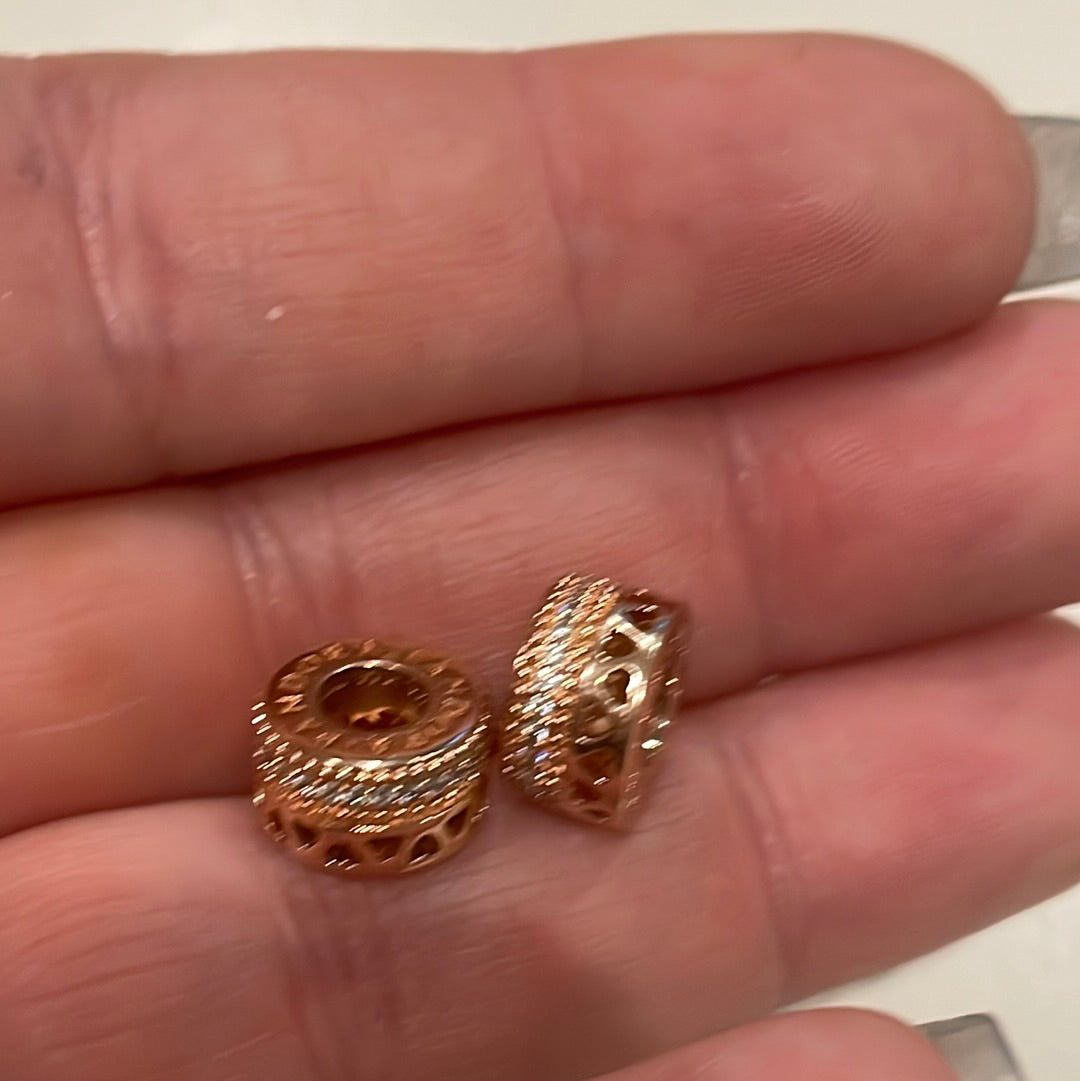 Genuine Pandora Rose Gold Spacers Double Layer Pave and Hearts