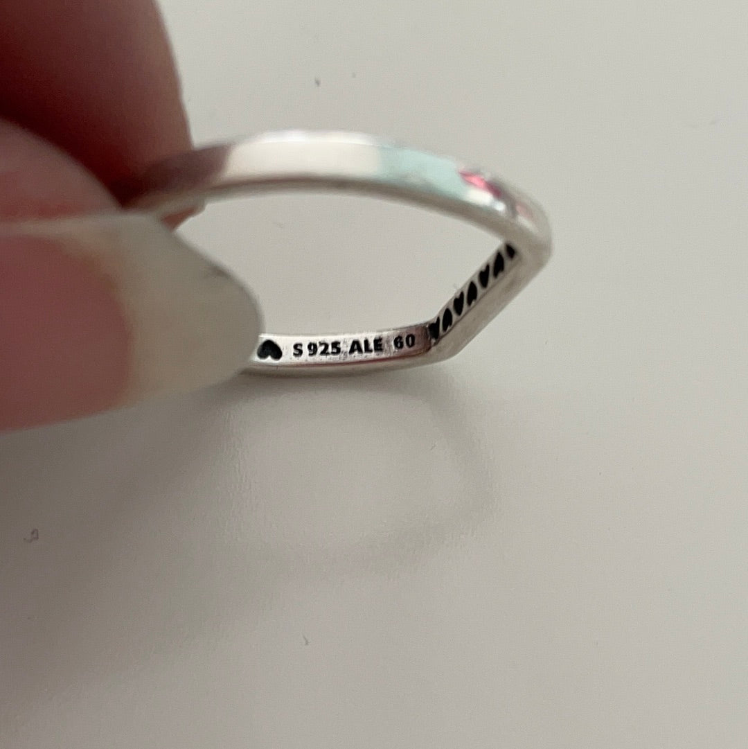 Genuine Pandora Ring Size 56 Pandora Flat Ring Pave/ Logo