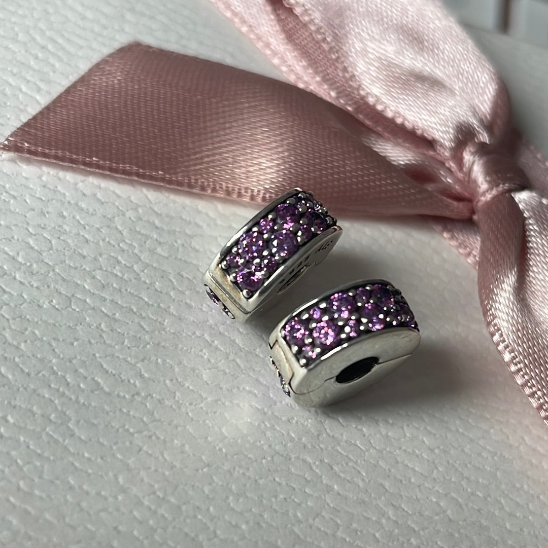 Genuine Pandora Pink or Purple Pave Silicone Clip Sparkle