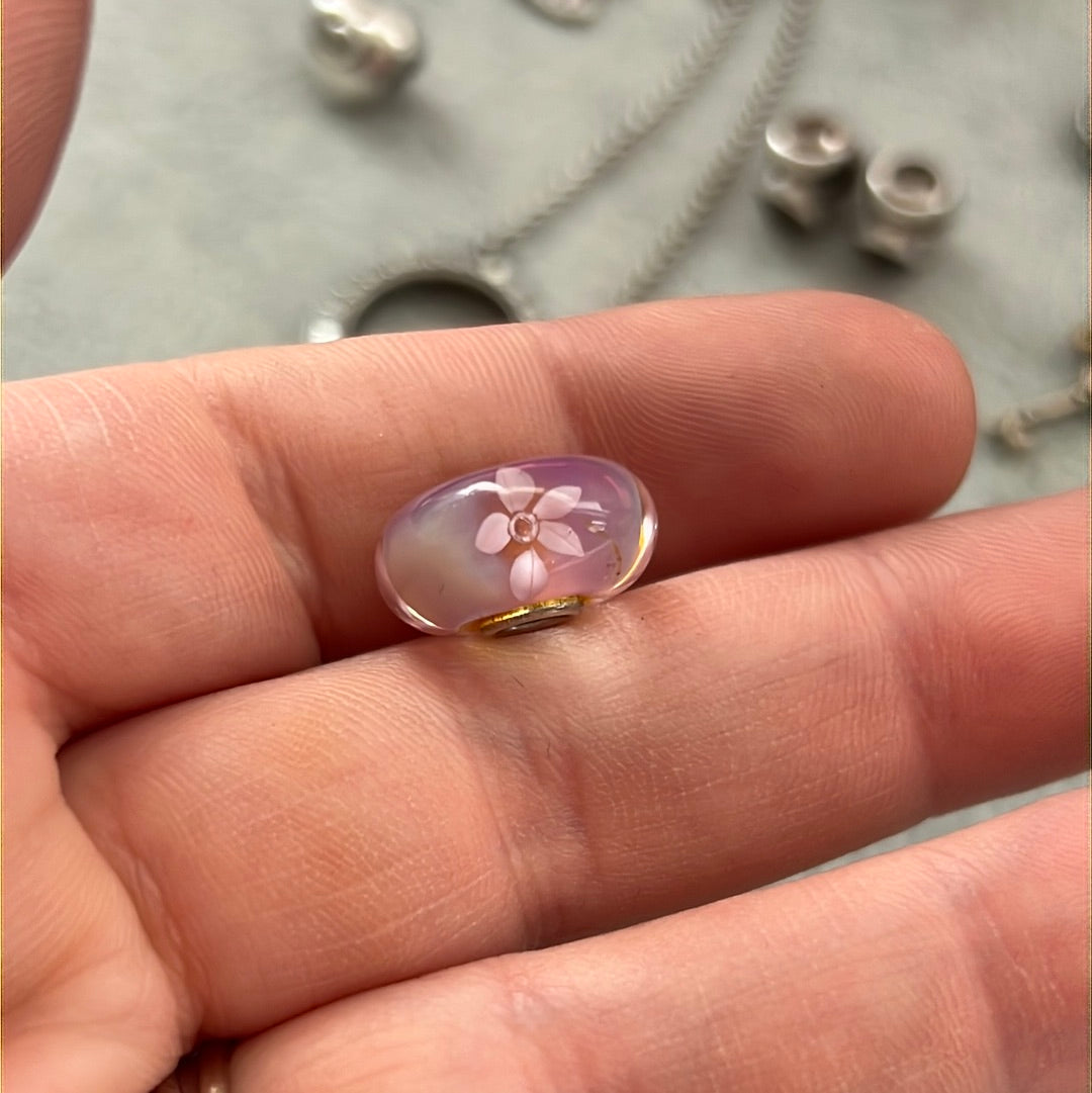 Genuine Trollbeads Pink Flower Murano Charm