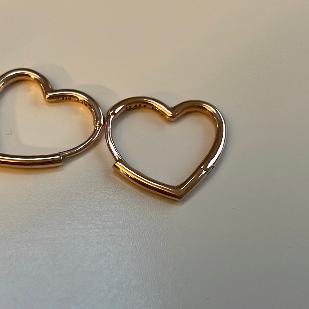 Genuine Pandora Silver Heart Earrings Hoops HTF