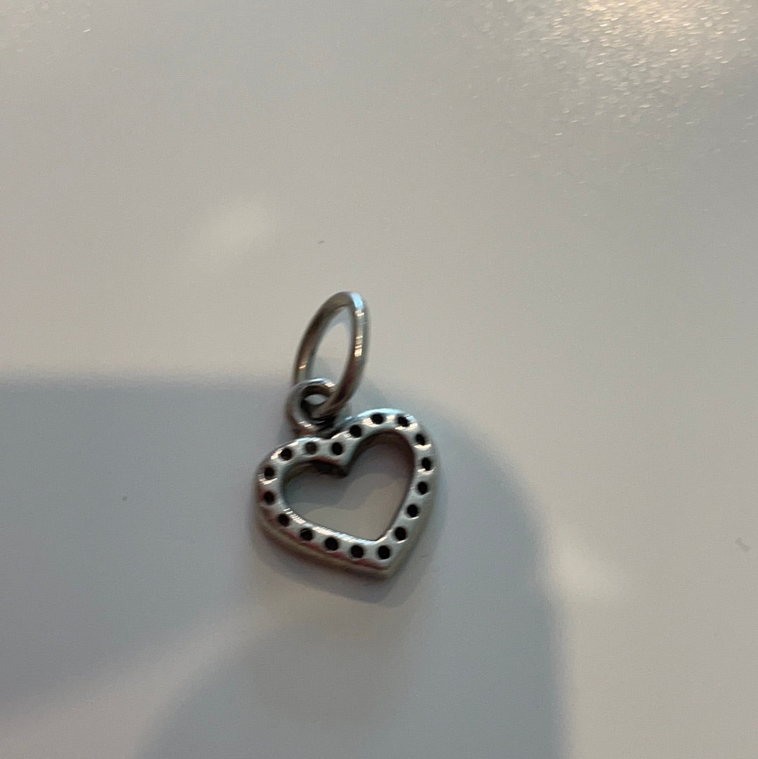 Genuine Pandora Pave Very Light Pink Stone Heart Dangle Charm