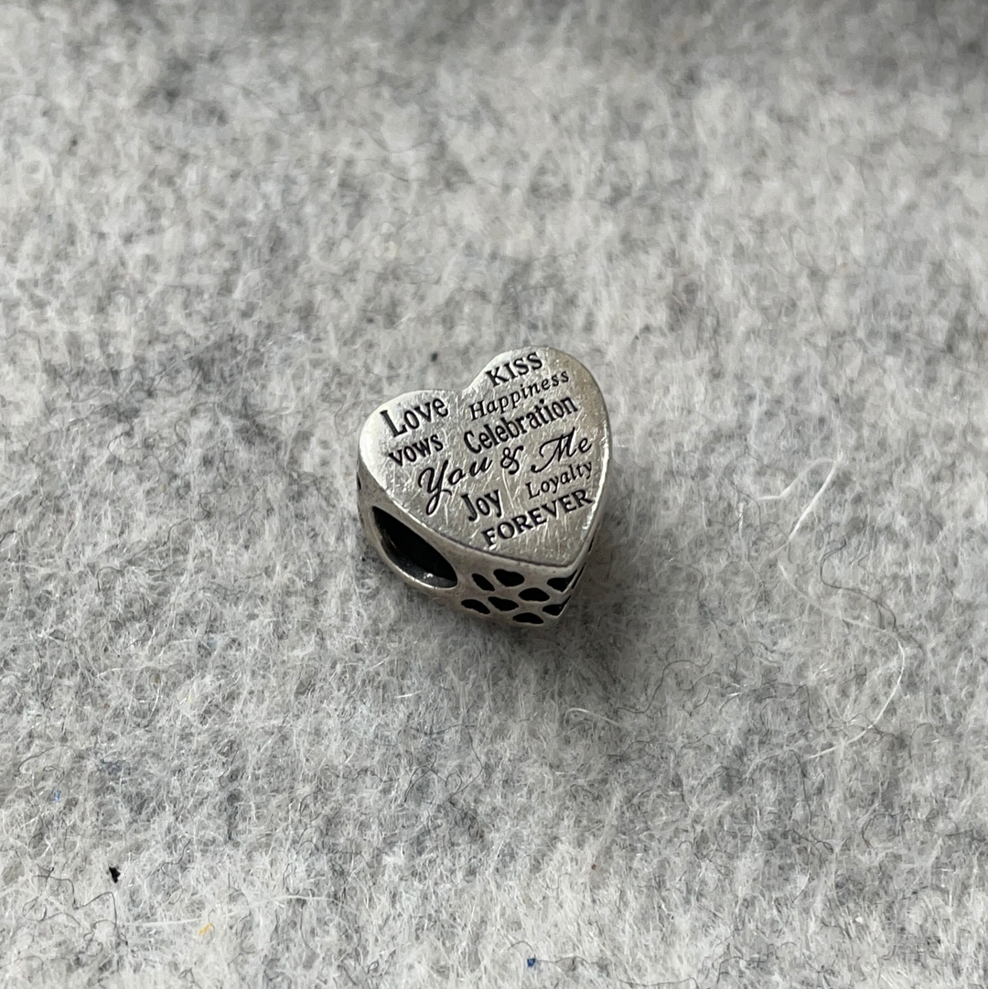 Genuine Pandora Wedding Words Love Heart Gift Bride and Groom Heart