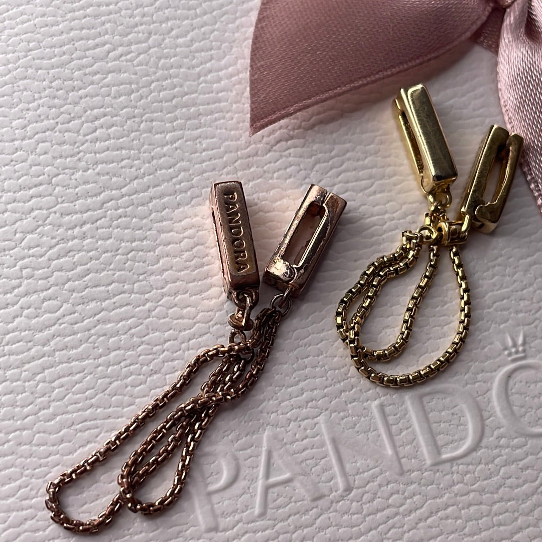 Genuine Pandora Reflexions Safety Chain Silver/ Rose/ Shine