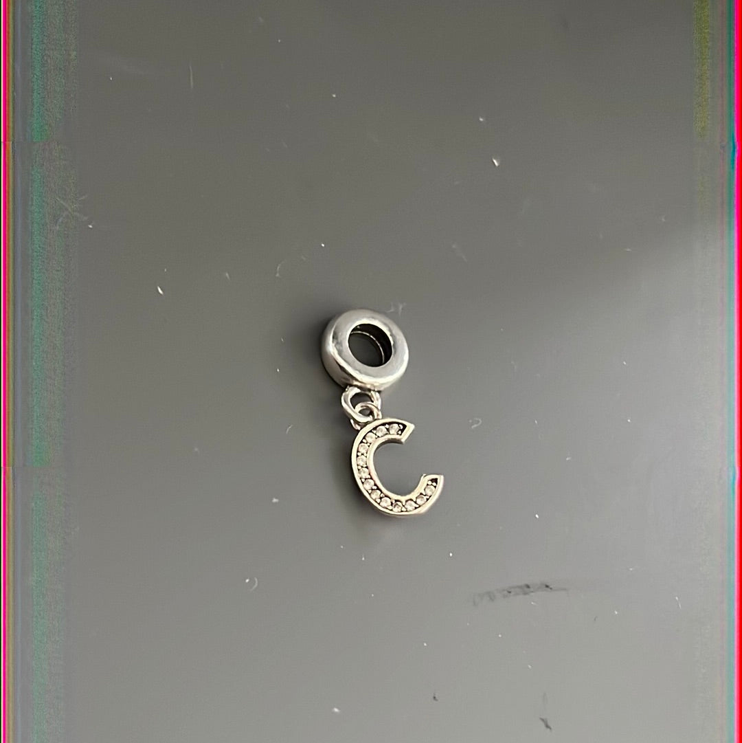 Unbranded Pave Letter C Charm Pave Initial Dangle Charm
