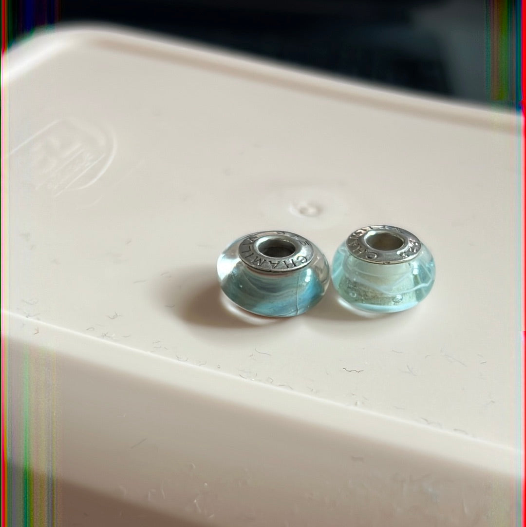 Genuine Chamilia Pair of Blue Murano Charms