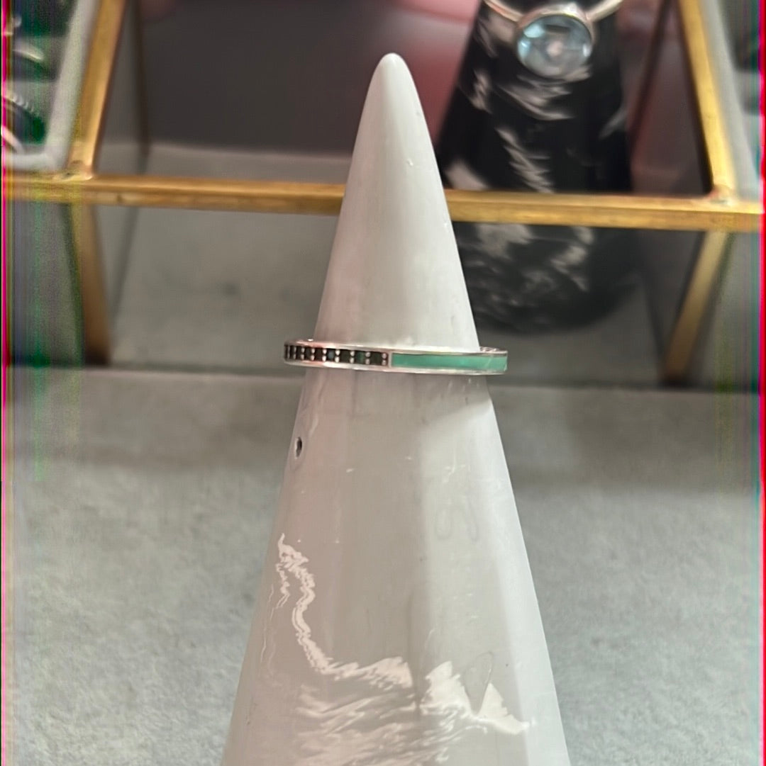 Genuine Pandora Radiant Heart Ring Enamel Cz Mint Green Size 50