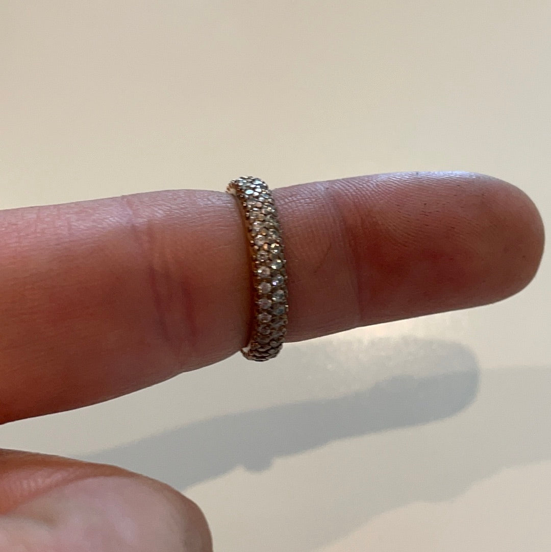 Genuine Rose Gold Pave Sparkle Band Ring Stacker Ring Size 60