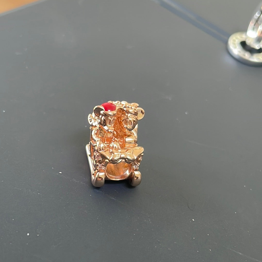 Genuine Pandora Disney Rose Gold pave Christmas Sleigh Charm