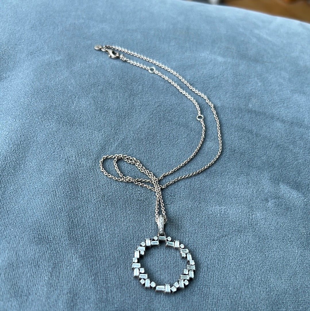 Genuine Pandora Sparkling Ice Cube Circle Pave Necklace