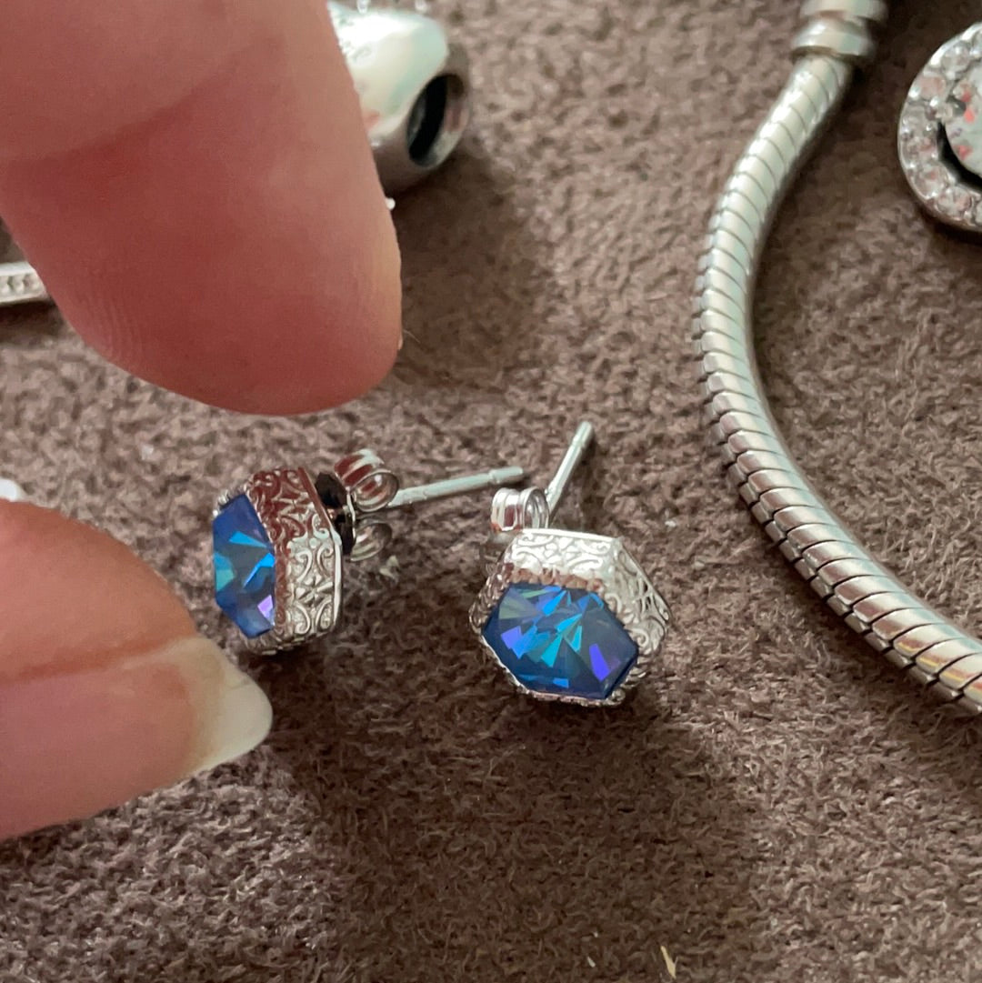 Brand New Beautiful Blue Gemstone Earrings