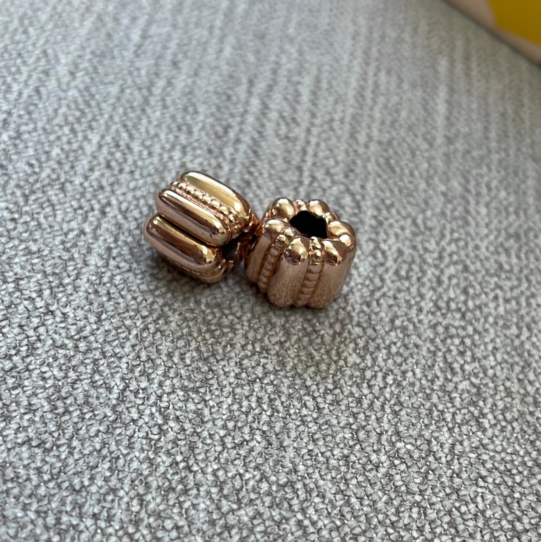 Genuine Pandora Pair Of Rose Gold Dot and Line Clips