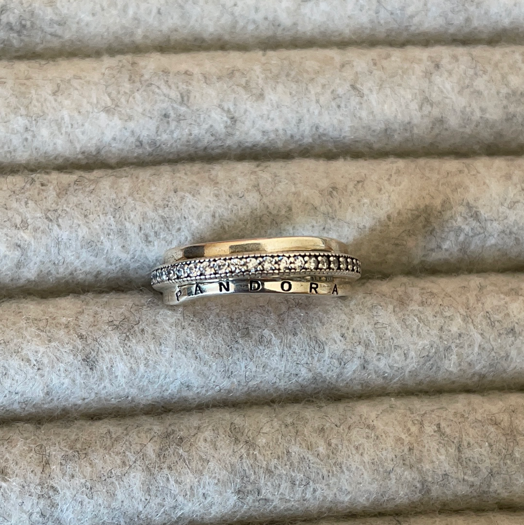 Genuine Pandora Three Layer Ring Pave Size 56