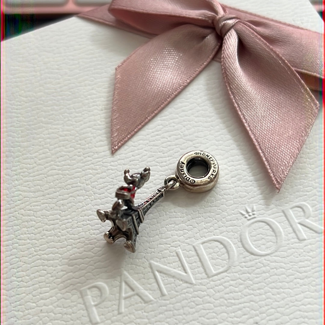 Genuine Pandora Disney Minnie Mouse Eifel Tower Paris France Travel Charm