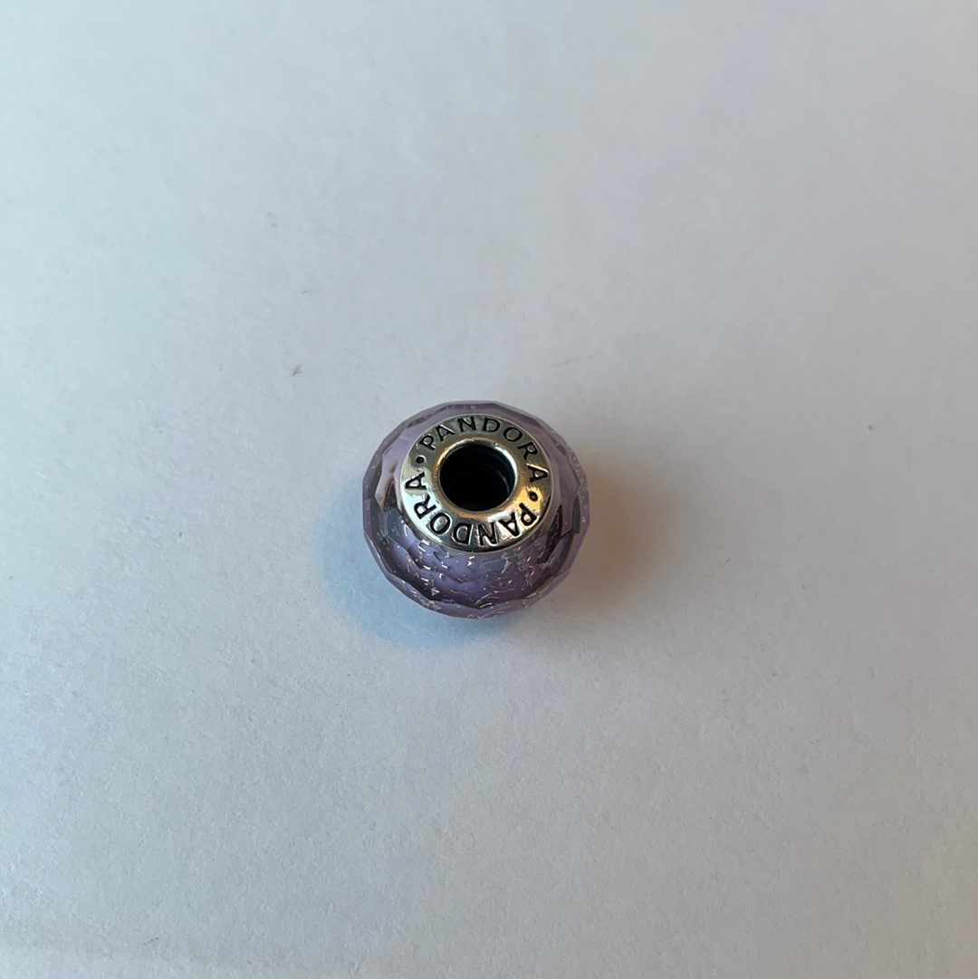 Genuine Pandora Purple Lilac Lavender Sparkle Glass Murano Faceted Charm