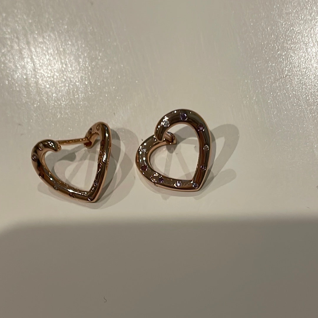 Genuine Pandora Rose Gold 2018 Mothers Day Heart Pave earrings Hoops HTF