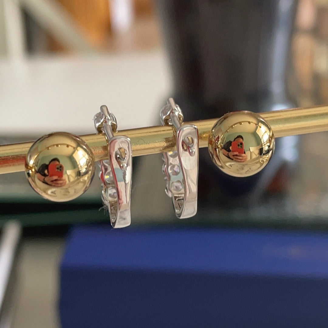 Brand New Sterling Silver CZ Half Hoops CZ Beautiful
