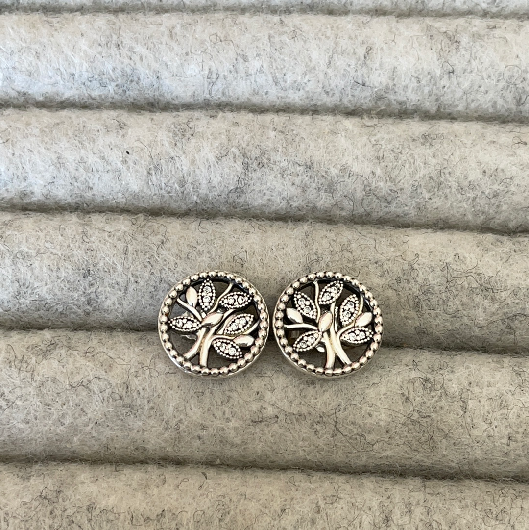 Genuine Pandora Silver Family Tree Earrings Studs