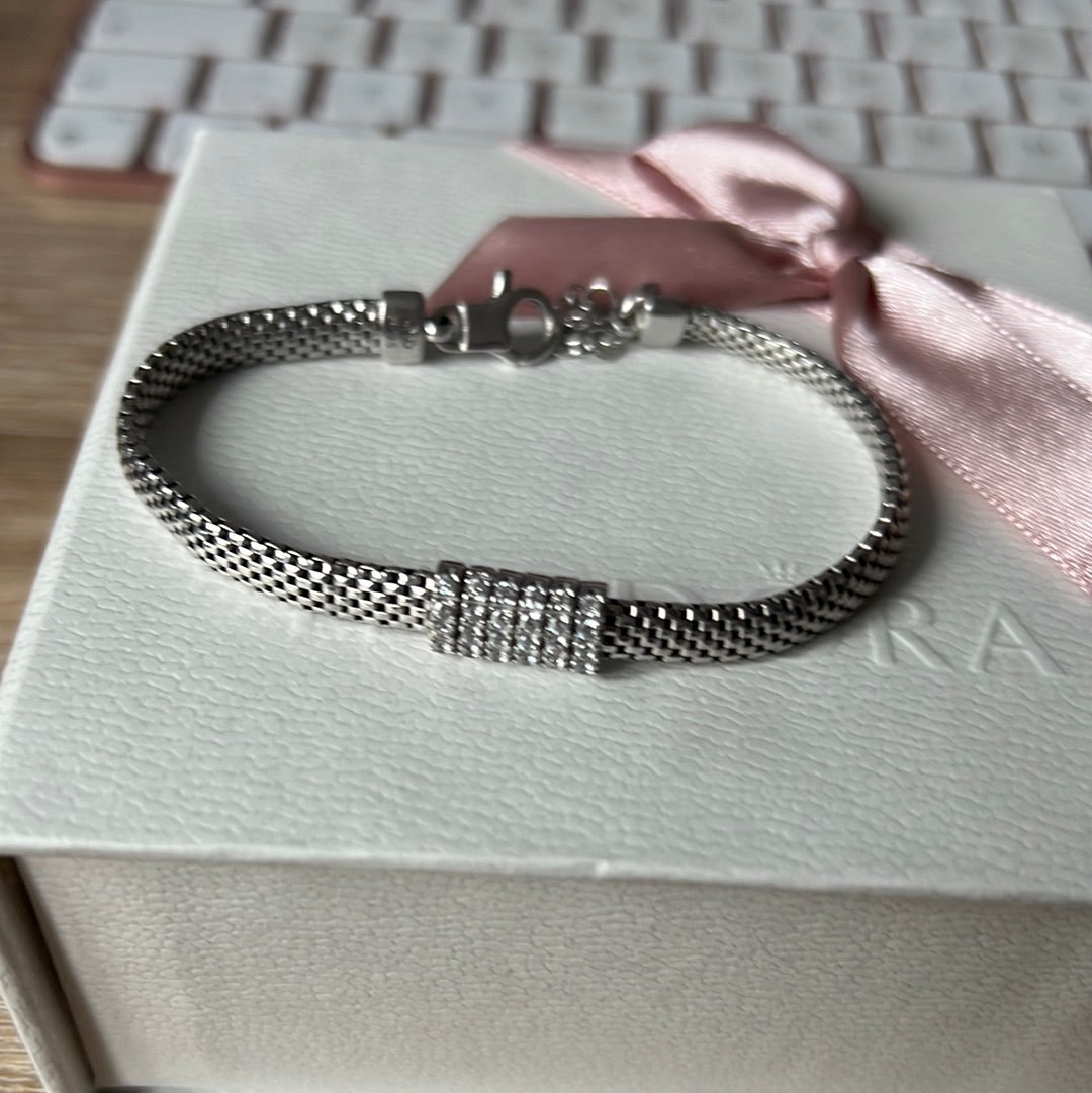 Genuine Links of London Pave Rectangle Charm Bracelet
