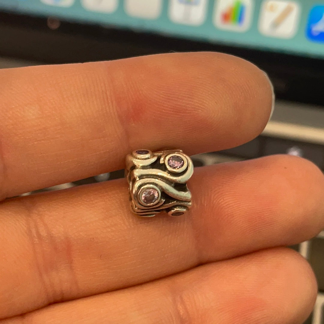 Genuine Pandora Purple Ocean Waves Swirl Bark Abstract Charm