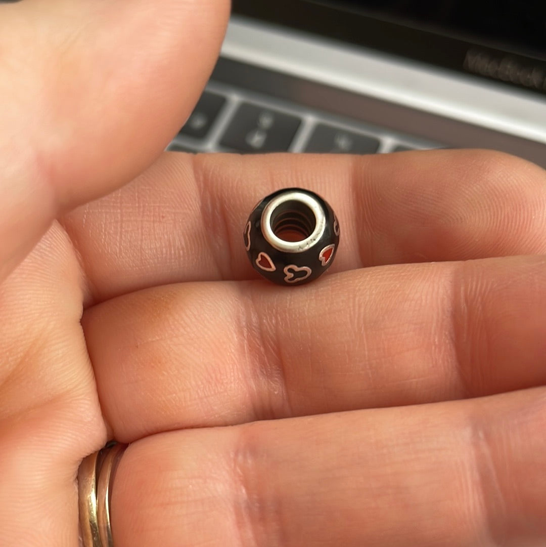 Genuine Pandora Disney Black Enamel Mickey Heart Charm