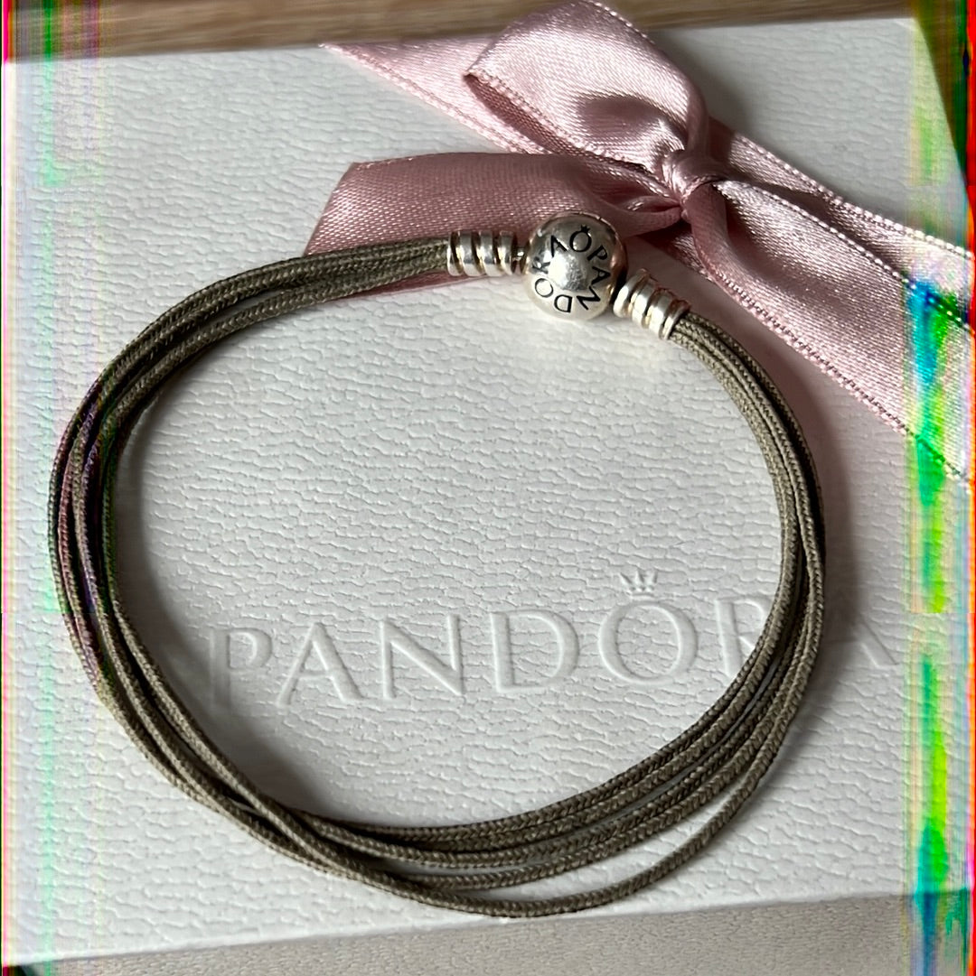 Genuine Pandora Khaki Green String Bracelet 18cm