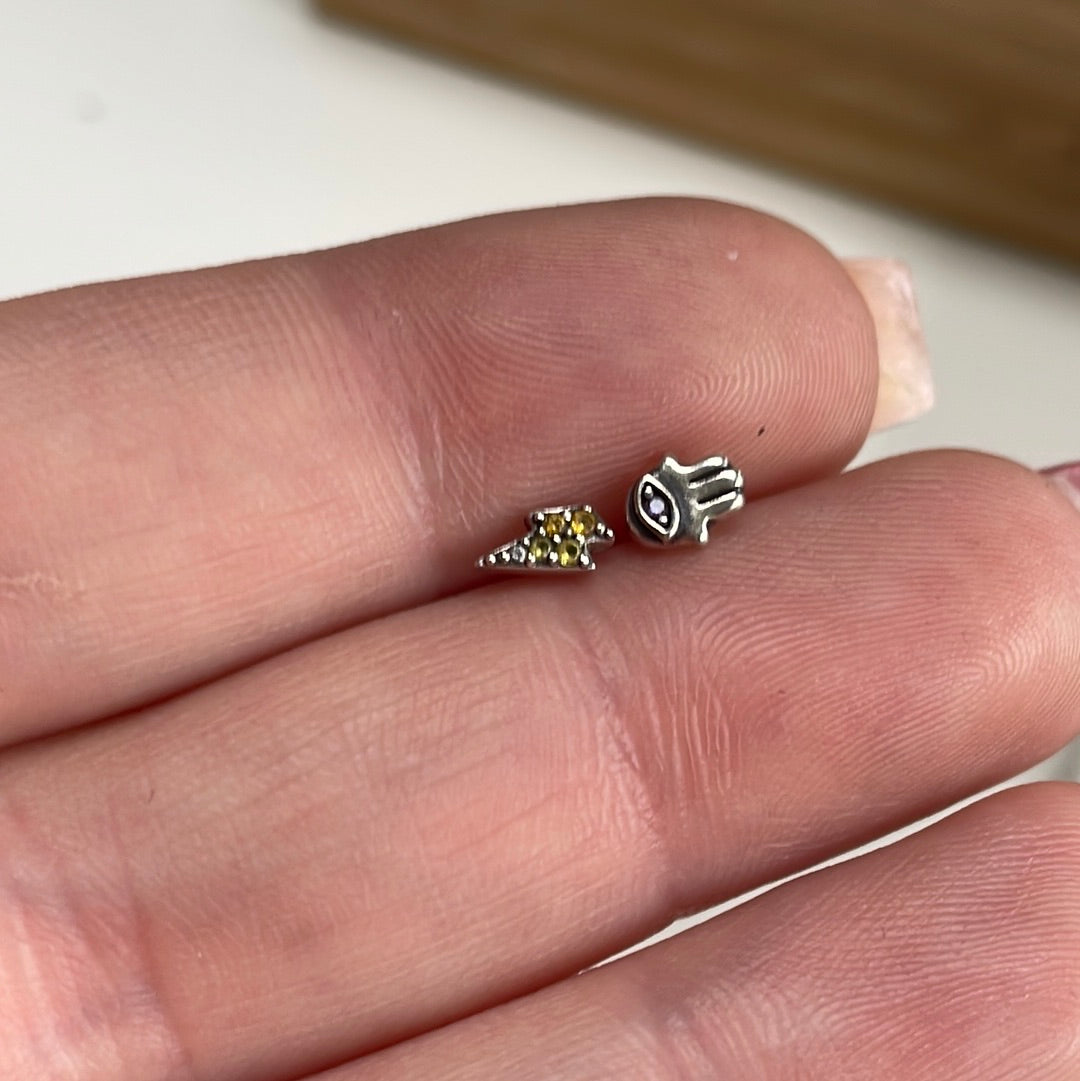 Genuine Pandora Lightening and Hamsa Hand Tiny ME Earrings Studs Mix Match