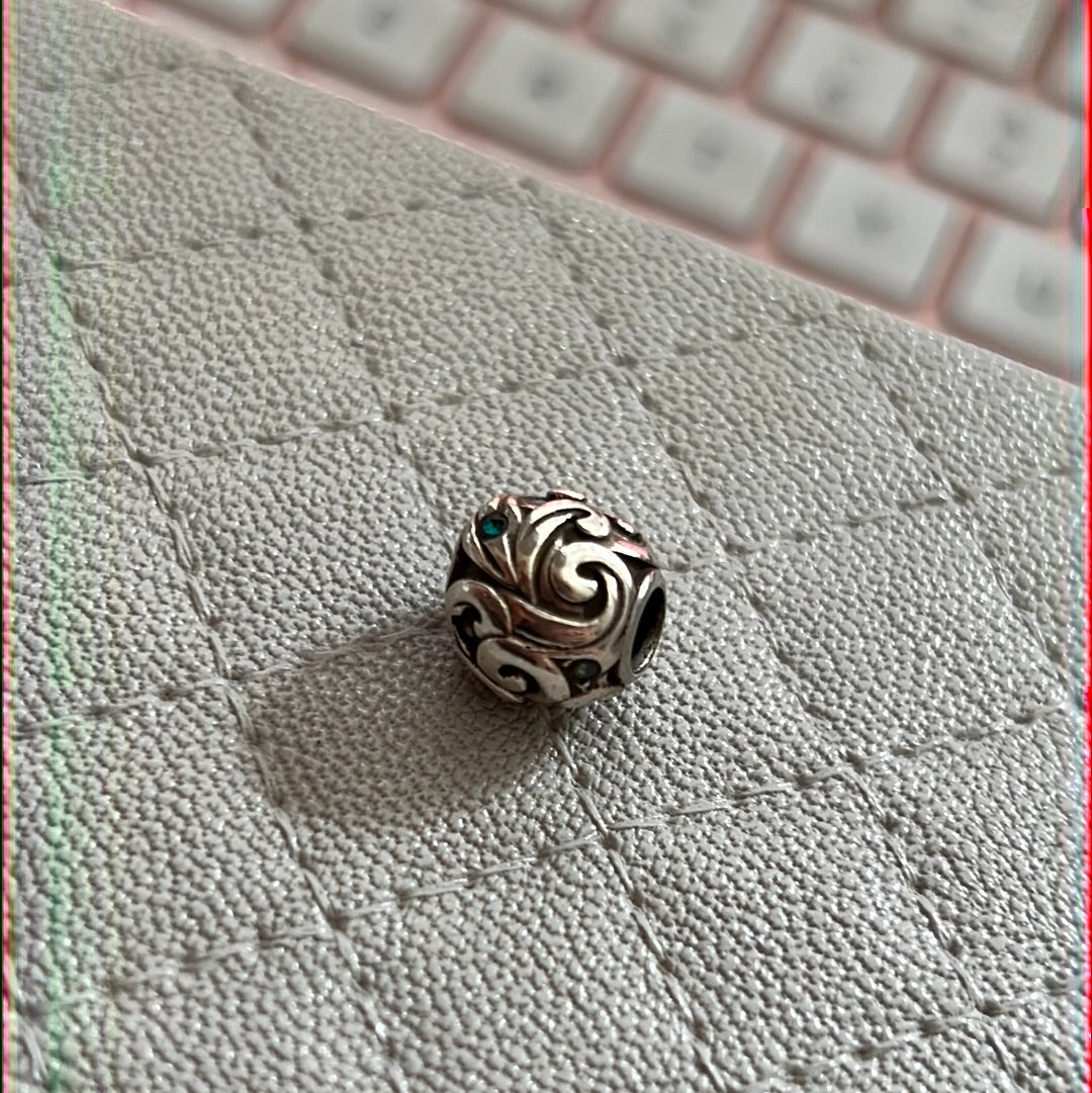 Genuine Chamilia Disney Green CZ Swirl Charm