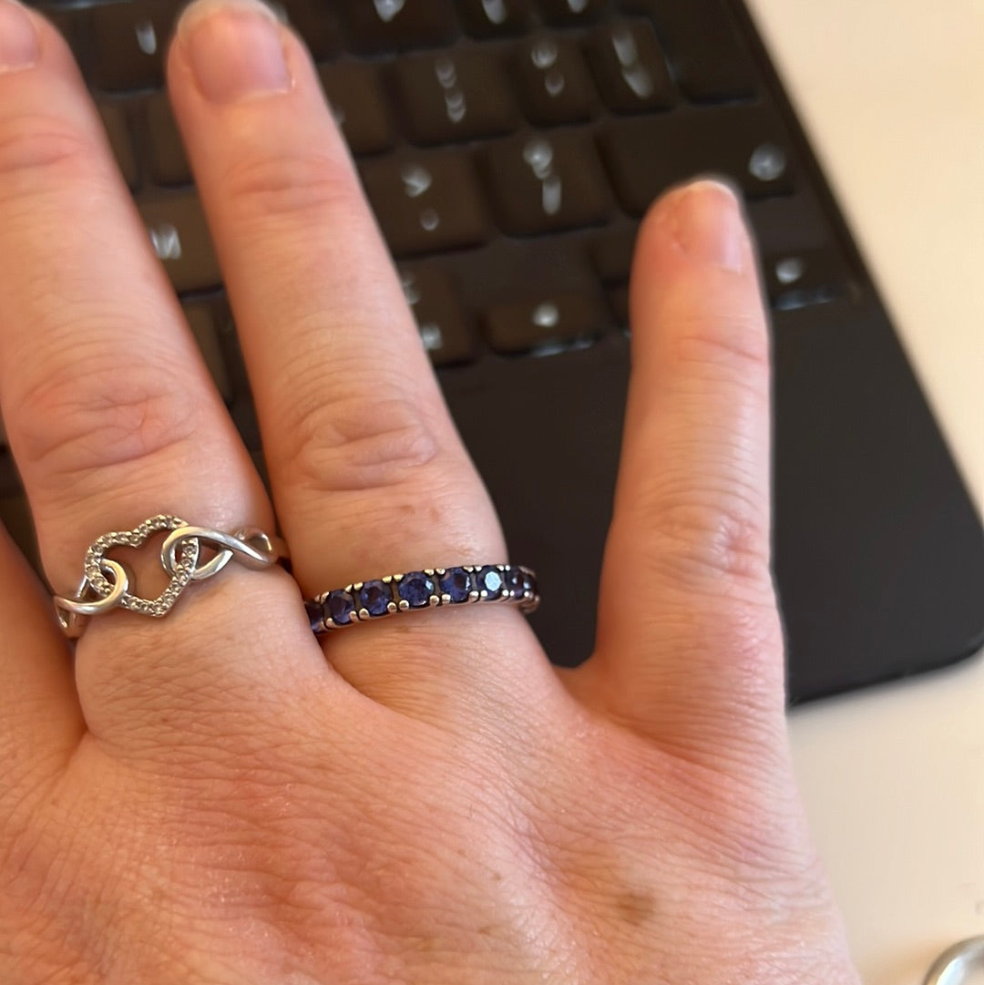 Genuine Pandora Blue/ Clear Square CZ Pave Ring Size 56