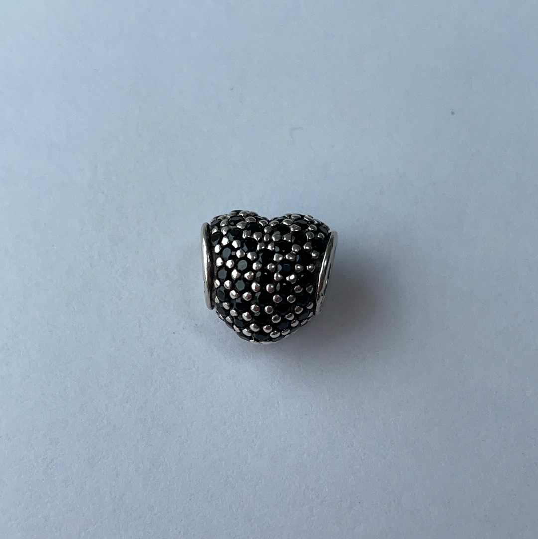Genuine Pandora Black Pave Heart Charm