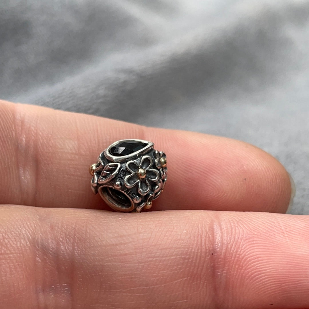 Genuine Pandora Black Onyx Charm Dew Drop RARE HTF