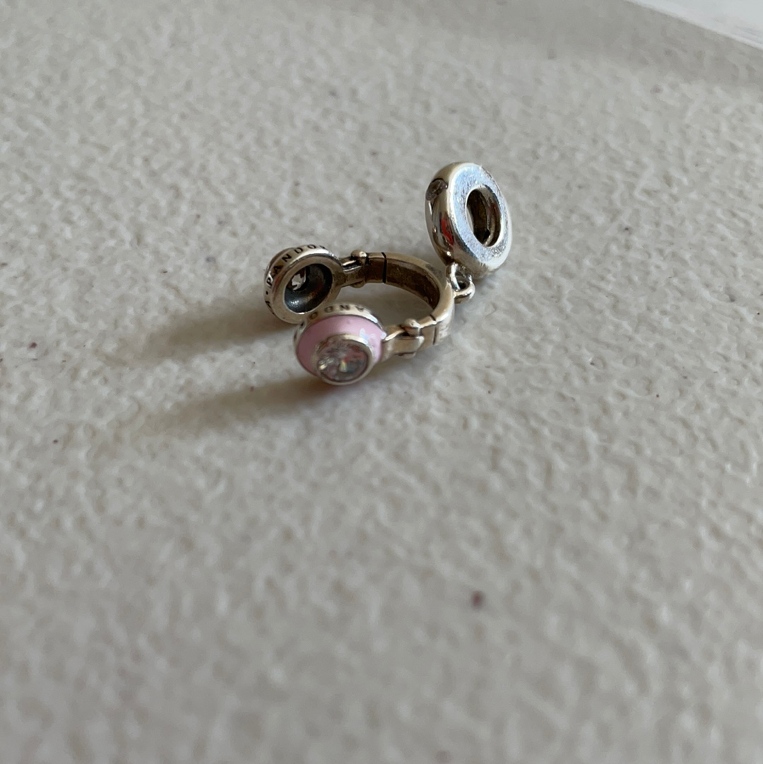 Genuine Pandora Pink Enamel Headphones Music Lover Charm Dangle With CZ