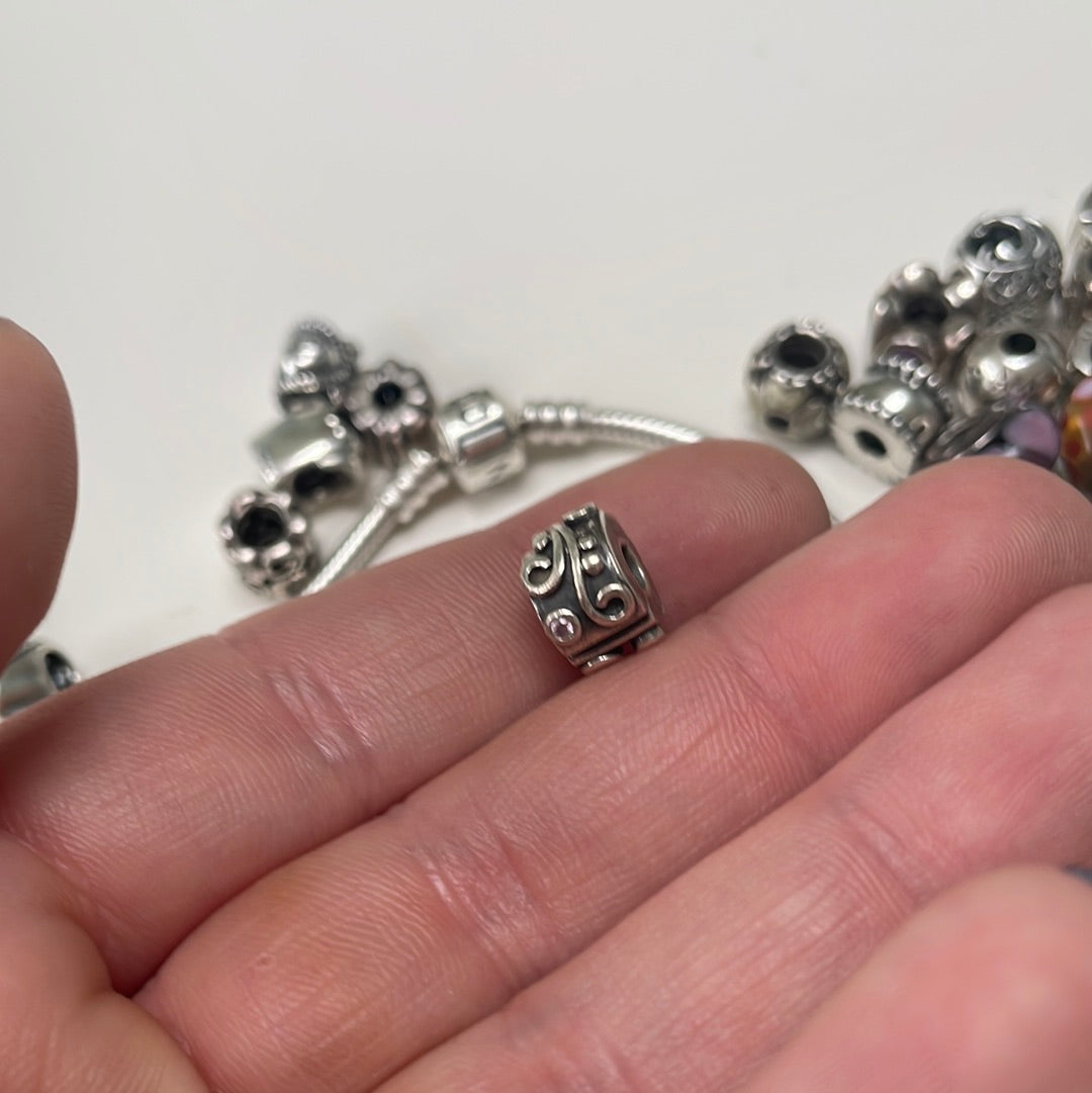 Genuine Pandora Pink LIGHT Stone Tendril Clips Single