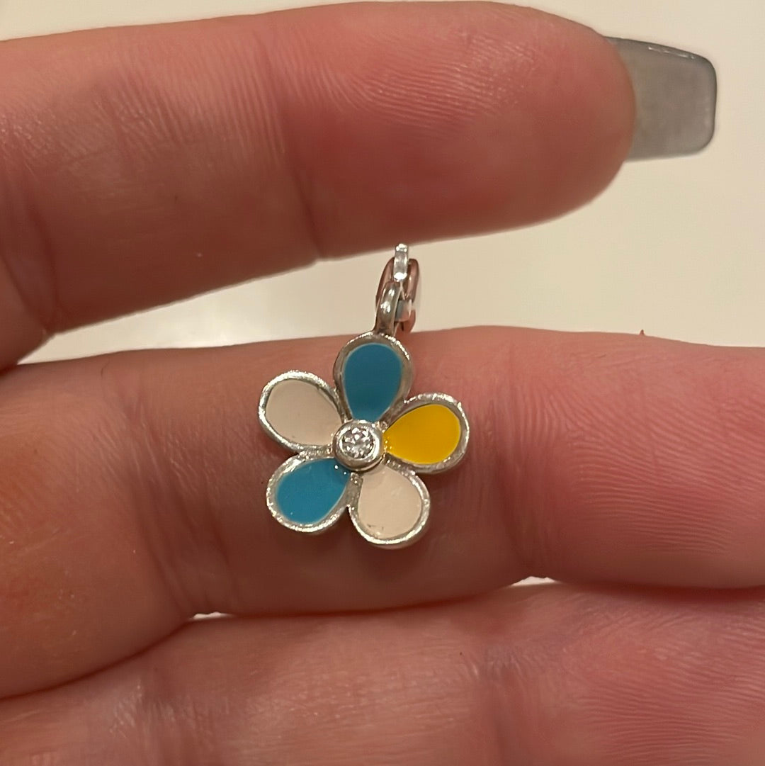 Genuine Thomas Sabo Sterling Silver Dangle Enamel Colourful Daisy Charm