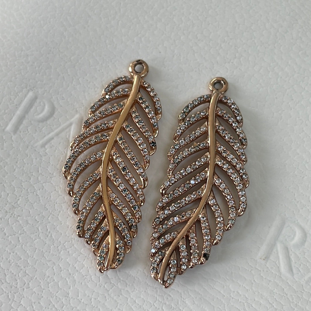 Genuine Pandora Rose Gold Compose Pave Feathers RARE DEFECT