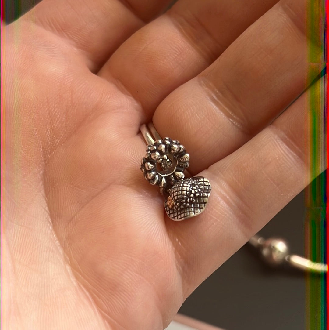 Genuine Pandora Two Tone Garden Hat with Gold Flower VERY RARE HTF