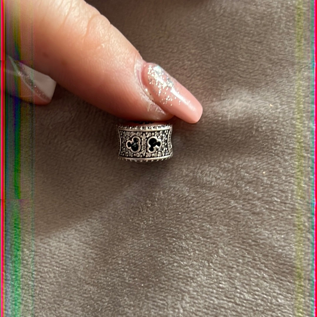 Genuine Pandora Charm Pave Rare Mickey & Minnie Pave Openwork Sides Charm
