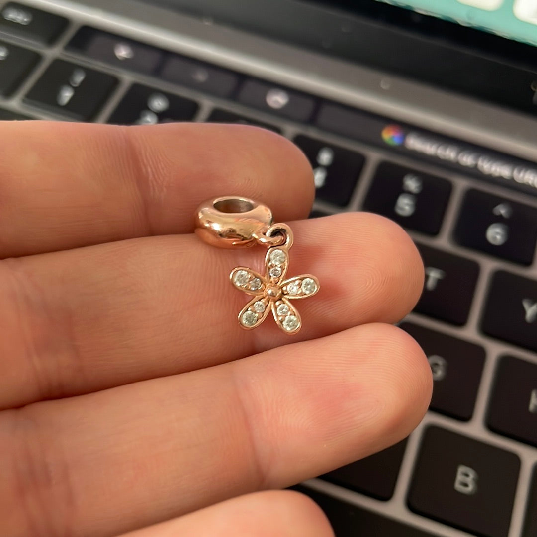 Genuine Pandora Pave Daisy Dangle Flower (Rose Gold Option)