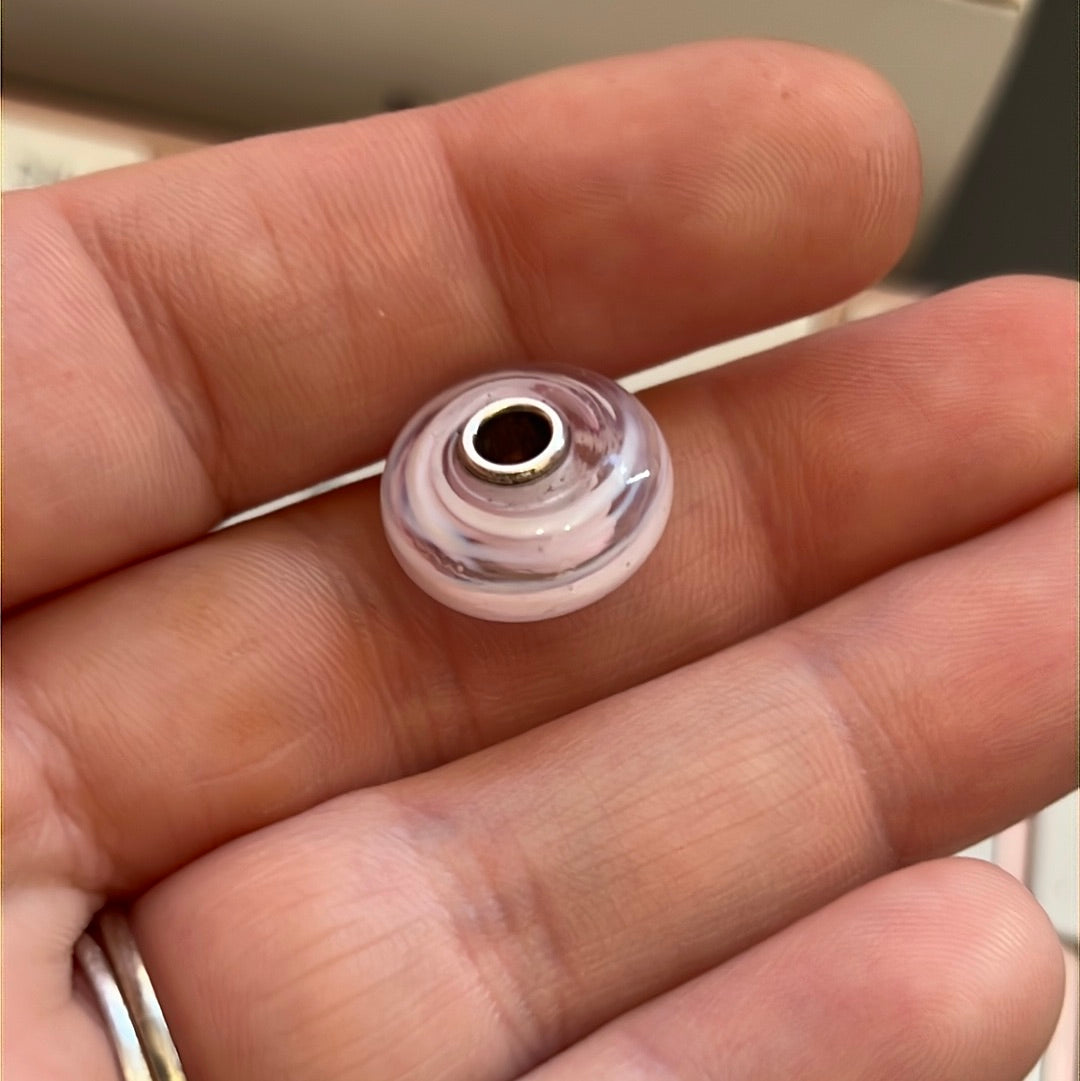 Genuine Trollbeads White Line Wisp Murano Charm